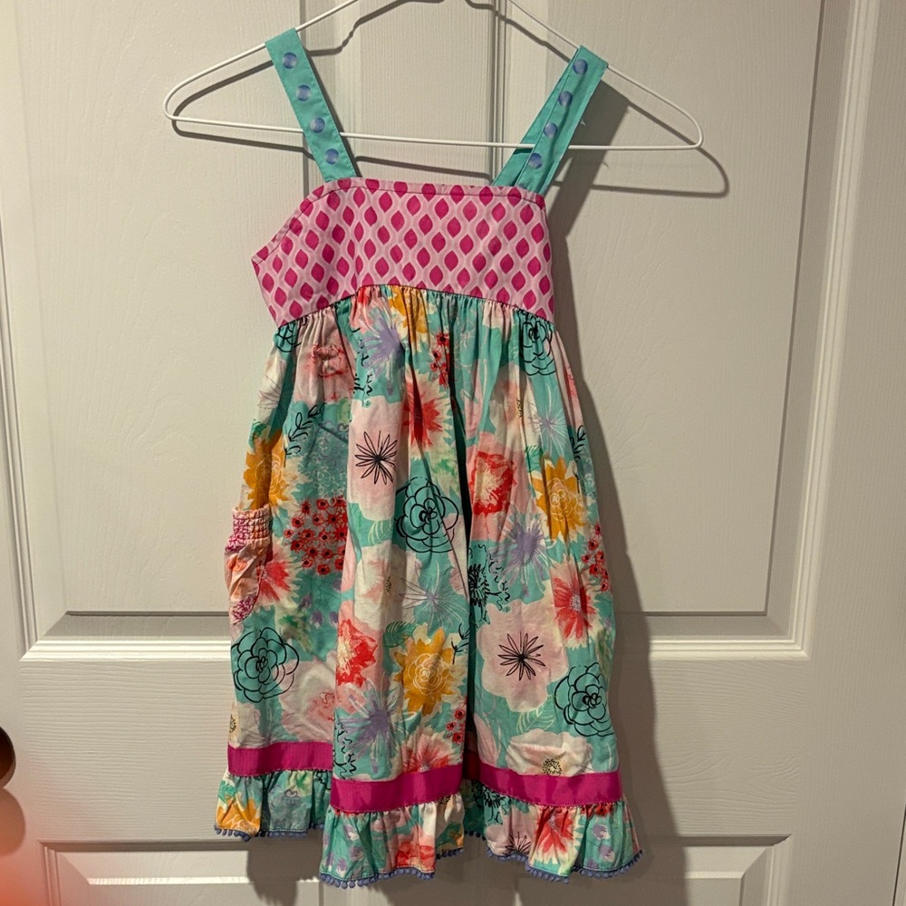 Matilda Jane Floral Kids Dress with Pink and Blue Accents